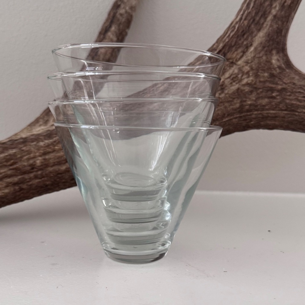 Set of 4 Stemless Martini Glasses Clear Glass Conical Cocktail Dessert 3.5in - Picture 3 of 7